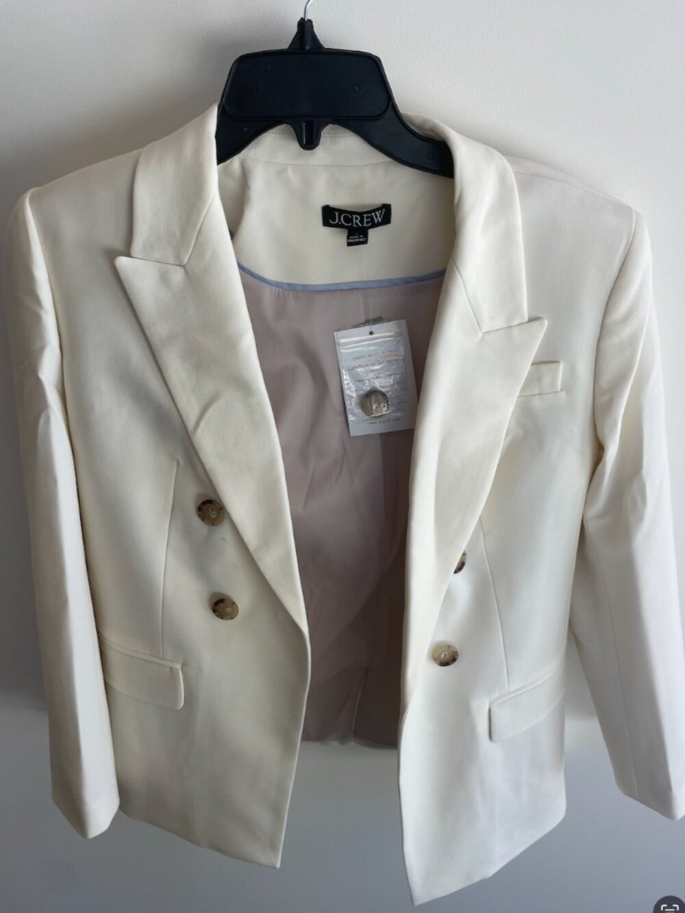 NWT J.Crew Cream Double Breasted Blazer Tortoise Shell Buttons Size 4